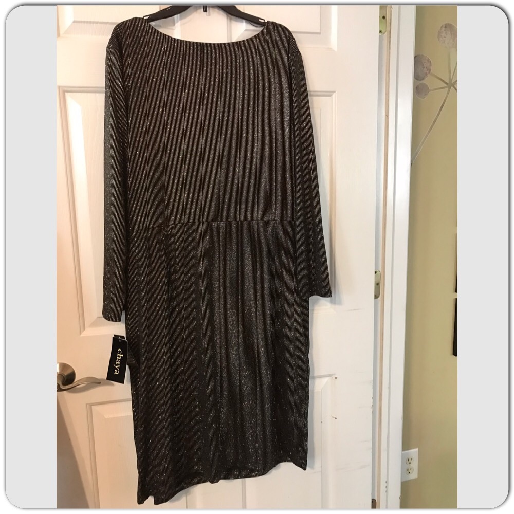 💘NWT🔖 ✨Chaya 24W Sexy Blk & Gold Glittery Dress✨ - Picture 4 of 8
